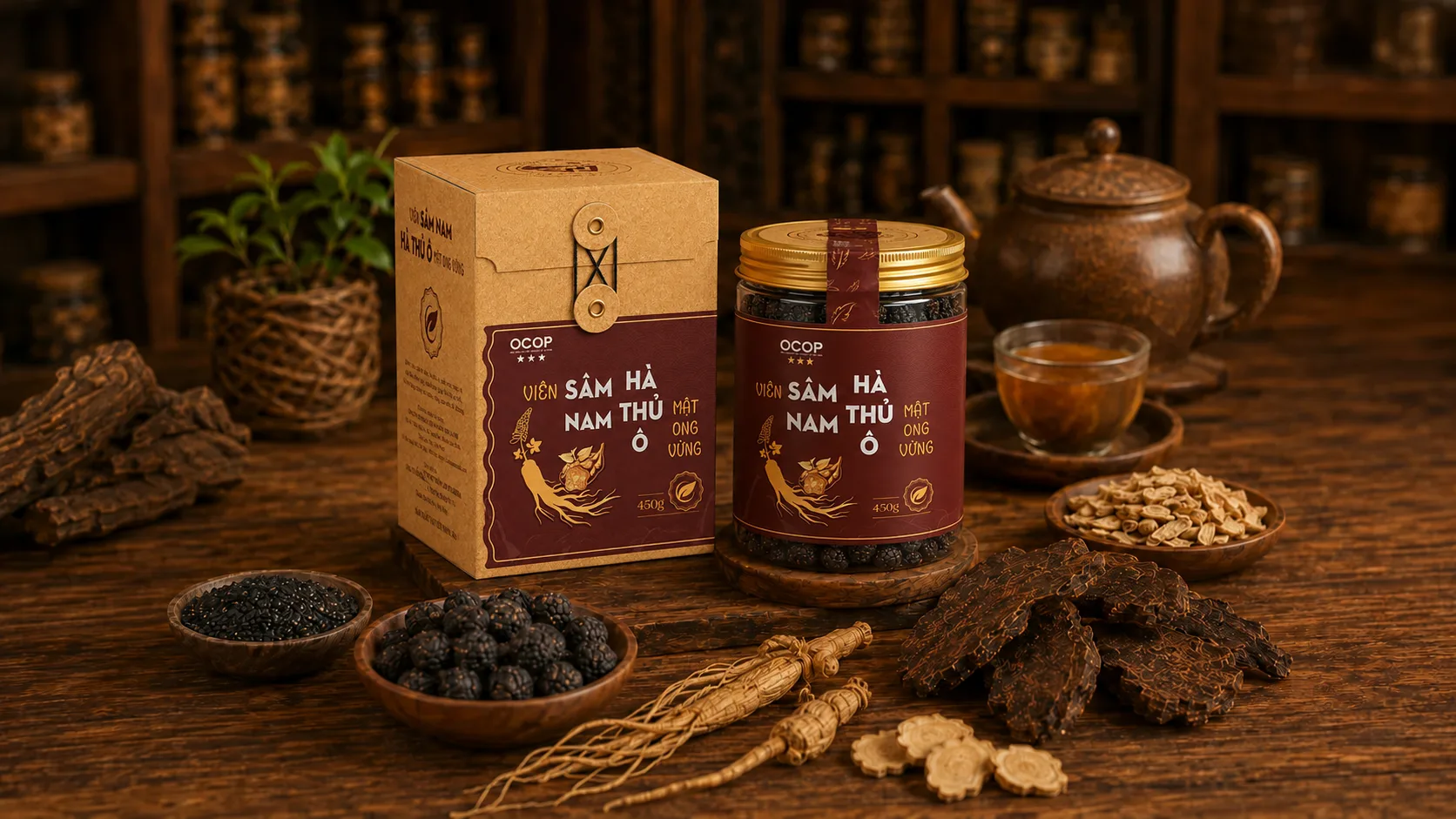 Viên Sâm Nam Hà Thủ Ô Mật Ong Vừng Mẫu Sơn Xanh